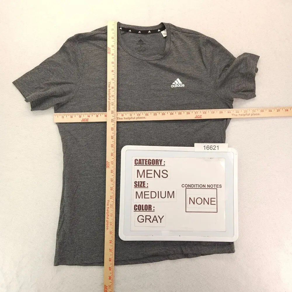 Adidas Crew Neck Short Sleeve Graphic T Shirt Mens Size Medium M Gray White